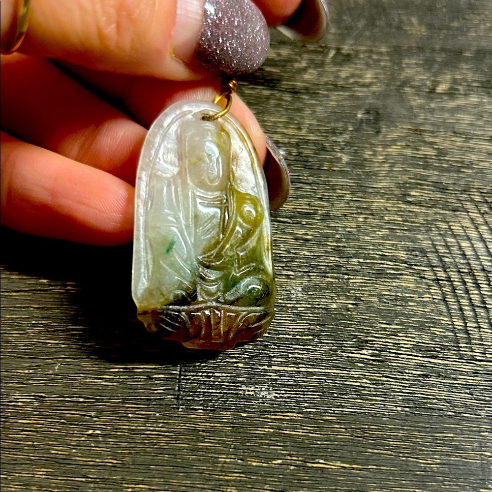 Carved Buddha Jadeite Pendant‎
